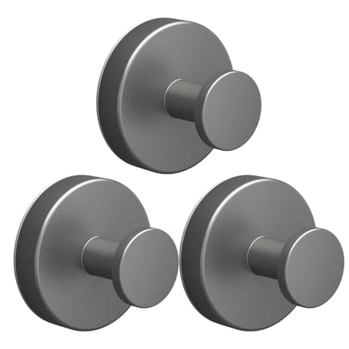 Genfest 2026 Suction Cup Hooks for Shower, Towel, Window, Bathroom, Wreath, Kitchen, Class Door, Mirror, No-Tools No-Drill Removable Heavy Duty up to 15 lbs Hook Holders (3, Matte Gray) - Image 1