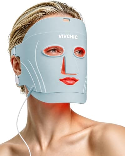 VIVCHIC LED Face Mask, FDA Cleared Red Light Therapy Mask with 62 LEDs & 496 Light Beams for Full Face Coverage, 630nm Red & 850nm Near Infrared Light, Anti Aging Skin Care Device - Image 1