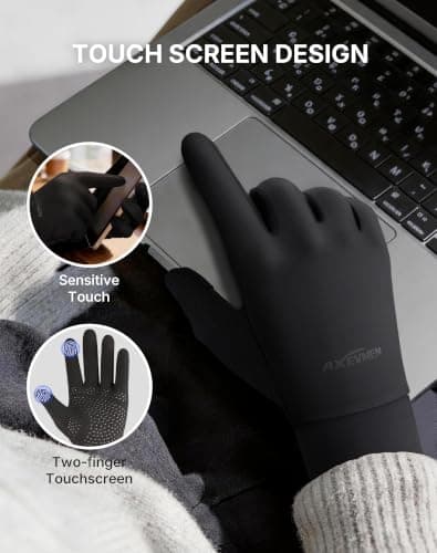 AXEVMEN Cycling Gloves Thin Winter Gloves for Women & Men Touchscreen Gloves for Running Biking Driving, Hiking,Outdoor Sports - Thumbnail 2