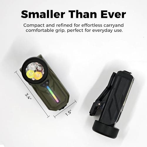 BESTRU Pro S EDC Flashlight Clip-on Light, 600 Lumens Type-C Rechargeable with White LED, UV and RGB, Magnetic Hands-Free Flash Lights for Work, Signaling, Inspection (Green) - Thumbnail 5