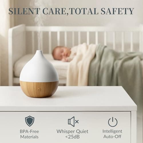 Cegsin Essential Oil Diffuser with Adapter, 100ml Small Aromatherapy Scent Machine for Home & Office Desk, 7 Color LED Cool Mist Humidifier, Auto Shut-Off, Classic Teardrop White - Thumbnail 6