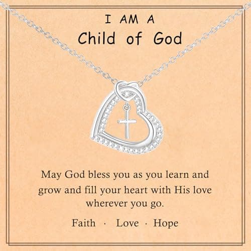 GLEZZA First Communion Gifts for Teens,Cross Necklace for Daughter Baptism First Communion Confirmation Graduation Easter Jewelry Gifts for Daughter Granddaughter Niece