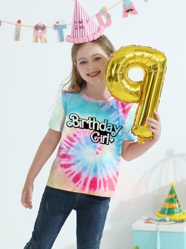 Birthday Girl Shirt 13 14 Year Old Girls T-Shirt Outfits 13th 14th Cute Kids Letter Heart Graphic Short Sleeve Tee Tops - Thumbnail 2