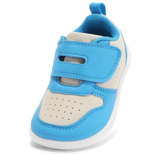 STQ KIDS Toddler Shoes Boys Wide Toe Box Barefoot Shoes Lightweight Girls Sneakers Zero Drop Preschool Kids First Walking Running Tennis Shoe Daycare School Blue Toddler Size 9 - Image 1