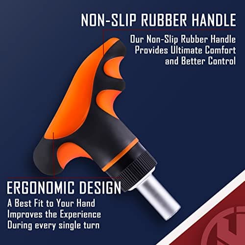 KNINE OUTDOORS Precision 1/4" Torque Screwdriver Set Adjustable from 10 to 70 In-Lbs Engineering Repair Kit Maintenance Tools with T-BAR Ratchet Screwdriver, Set of 92 pieces - Thumbnail 5