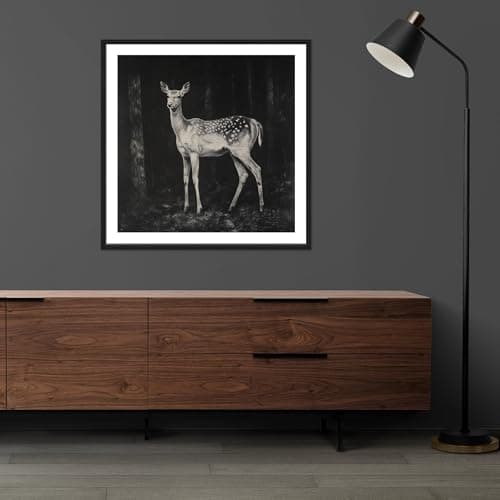 Moonow7 Graceful Deer Wall Art Prints, Forest Wildlife Posters, Elegant Nature Decoration, Living Room Artwork, Bedroom Wall Accents, Rustic Home Aesthetic, Unframed Size 30x30 cm / 12x12″ - Thumbnail 4