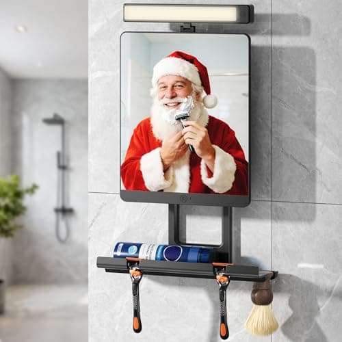 ENVTEK Heated Fogless Shower Mirror with 3-Color Dimmable Lights (3 Modes) - No Drilling Removable Mount & Razor Holder for Bathroom Shaving, Anti-Fog, 2026 Upgrade for Men - Thumbnail 2