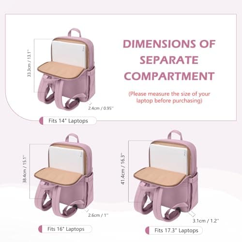 GOLF QUALITY Slim Laptop Backpack for Women, Lightweight Business Backpack for Women Computer Bag Purse for Commuting, Fit 14Inch, Pink Purple - Thumbnail 5