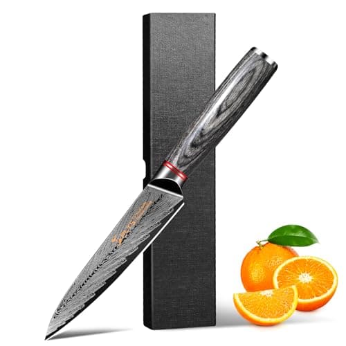 Plys 5 inch Paring Knife: Stainless Steel Peeling Knife - Fruit Vegetable Knife with Titanium Coated, Black Razor Sharp Kitchen Knife with Gift Box - Image 1