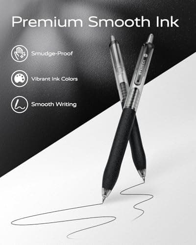 STAGEEK 0.5mm Gel Pens Fine Point Smooth Writing Pens, 12PCS Black Ink Pens, Retractable Leather-Like Black Gel Pens, Business Gel Pen for Journaling, Writing, School, Office Use (Black) - Thumbnail 5
