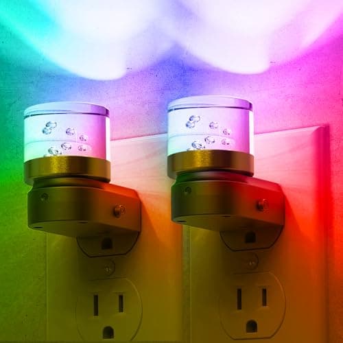 L LOHAS LED Night Light, Night Lights Plug into Wall, Color Changing Nightlight RGB with Dusk to Dawn Sensor, for Halloween, Christmas, Holiday, Hallway Bedroom Kids Room, 2 Pack