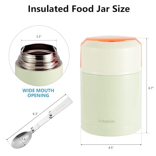 Insulated Thermo Soup Jar for Kids & Adults, 27 oz Stainless Steel Thermal Food Container with Spoon, Triple Layer Insulation (Green) - Thumbnail 2