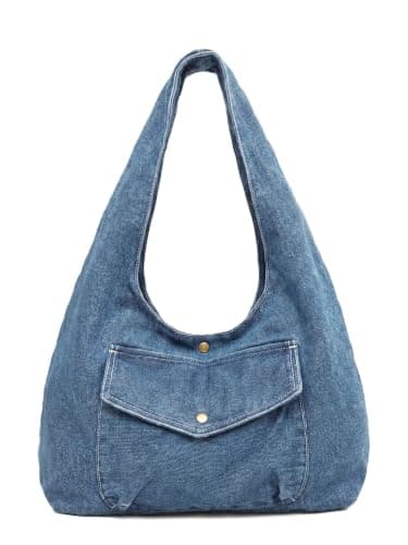 Flowyair Womens Denim Purse Trendy Canvas Large Capacity Jean Hobo Tote Bag - Image 1