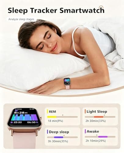 Quican Smart Watches for Women, Compatible with iPhone & Android, Fitness Tracker Watch with Alexa & Calling, Heart Rate Sleep Monitor, Waterproof, Gifts for Women, 2 Bands,1.8 Inches Light Pink - Thumbnail 5