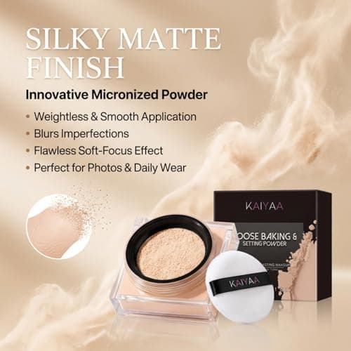 Waterproof Setting Powder, Translucent Powder Setting Powder, Loose Powder Makeup for Oil Control, Sweat Proof Long Lasting Matte Finish for All Skin Makeup - Thumbnail 5
