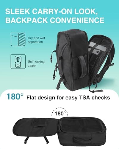Moysoon TSA-Friendly Travel Backpack with Laptop Compartment, 30L Carry-On Backpack for Men & Women, 180° Lay-Flat Design, Waterproof & Durable 1000D Oxford, Fits 15.6" Laptop - Thumbnail 5