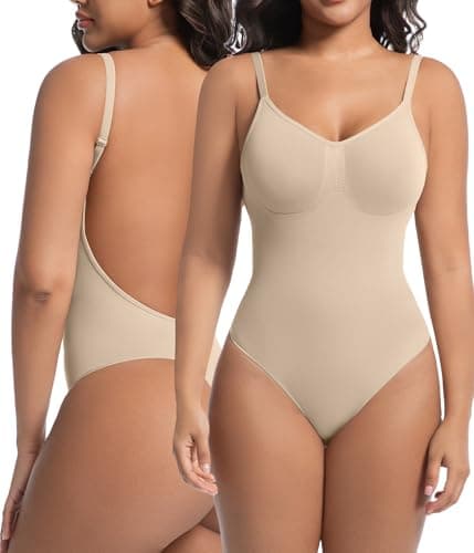 anylost Backless Thong Shapewear for Women with Tummy Control, Seamless Sculpting Bodysuit for Workouts and Daily Wear Comfortable and Breathable