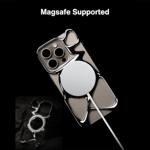 Angry miao AM Emptiness iPhone 15 Pro Max Case Matte Sliver, Ultra-Light 23g Clear PC Case with Hollow Frame for Better Heat Dissipation, Shock-Resistant Protection, MagSafe Compatible - Thumbnail 3