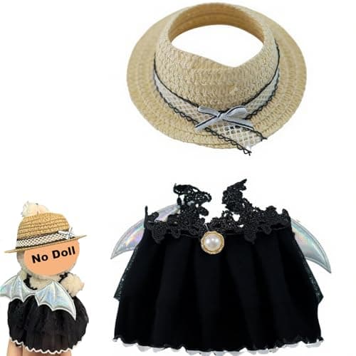 LOVMAGIC Black Dress with Wing for 17cm Doll Clothes,with Cute Bow and Lovely Skirt Decor,Suitable for 17cm Plush Dolls Accessories - Image 1
