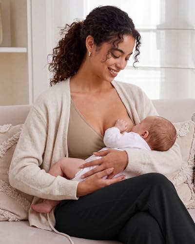 G4Free Nursing Bra Wireless Sleep Breastfeeding Maternity Sports Bra V Neck Pregnancy Bras Smooth Soft Casual (Toffee,XL) - Thumbnail 6