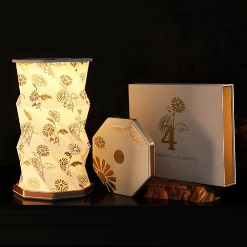 ZBOLE Birthday Flower Folding Rotating Lamp - April Daisy, Rechargeable Folding Paper Light, Elegant Gift Box – Ideal Anniversary, Birthday Gift for Women, Mom, Sister, Grandma-White - Image 1