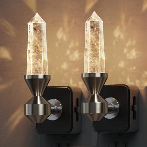 L LOHAS LED Night Light: Night Lights Plug into Wall, 2 Pack Dimmable Night Light Aesthetic Crystal, Warm Light 3000K, Dusk to Dawn Sensor, Healing Stone Decorative Nightlight for Home Living Room - Image 1