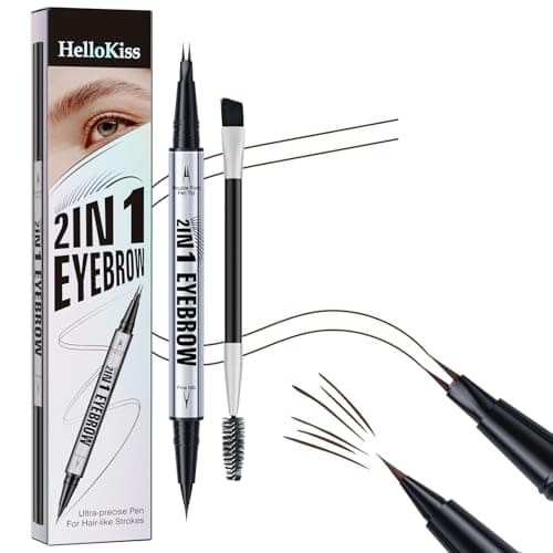 Eye Brow Pencils for Women Brown,2-in-1 Dual-Ended Eye Brow Pencil with 2-Fork-Tip and Precise Brush-Tip, Microblading Eyebrow Pen for Waterproof Long Lasting Natural Hair-Like Brows(Dark Brown)