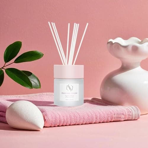 Reed Diffuser Set, Pretty Valley Home Diffuser 100Ml / 3.38fl OZ Gift Box - Includes Reed Diffuser Sticks, Fragrance Oil, and Glass Bottle for Bathroom Office Living Room Decor (White Peach & Oolong) - Thumbnail 6