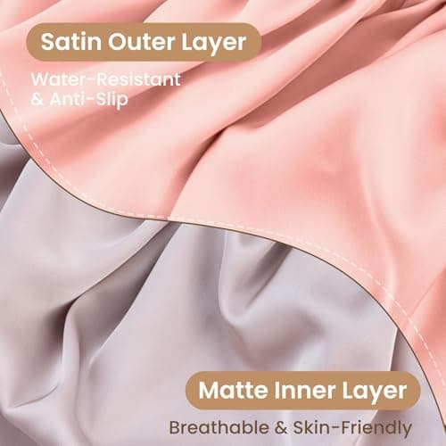 Zixsavk Adjustable Double Layer Silk-Satin Hair Bonnet for Women - Sleep Hair Protector Ideal for Natural Curly Hair, Anti-Frizz & Moisture Retention (Dark green,Large) - Thumbnail 3