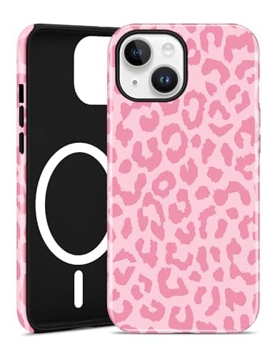 Aitipy Magnetic Cheetah Phone Case for iPhone 14 Plus, Compatible with MagSafe, Cute Aesthetic Pink Leopard Print Soft TPU and Hard PC Shockproof Protective Phone Cover for Women Girls