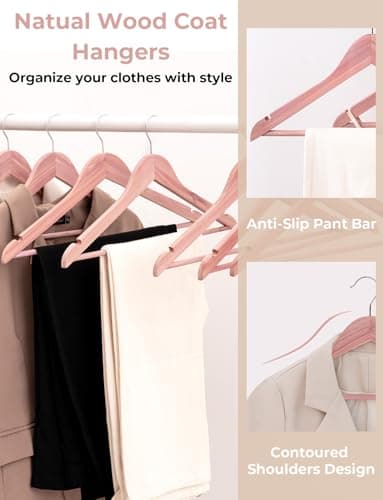 StorageWorks Cedar Wood Clothes Hanger 10 Pack, Wooden Coat Hangers for Shirts, Jackets, Pants, Suits, Sweaters - Thumbnail 5