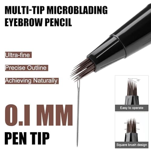 HECI BEAUTY Microblading Eyebrow Pencil, 3D Fiber Technology Waterproof Brow Pencil for Hair-like Strokes, 24HR Smudge-Proof, Natural Looking Brows Filler, Easy Apply & Gifts for Women, Dark Brown - Thumbnail 3