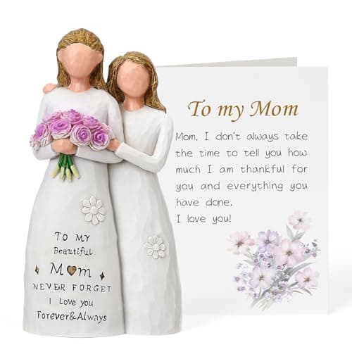 Veroola Gifts for Mom, Mother and Daughter Handmade Painted Sculpture Statue Figurines, Mom's Birthday, Mothers Day, Christmas, Mom Gifts Mom Presents Ideas from Daughter. - Image 1