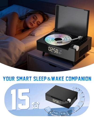 CD Player Portable with Bluetooth for Home Desktop, Dual Stereo Speakers, FM Radio, 3600Mah Battery, Remote Control & LED Display, MP3/WAV Retro Disc Player, Nostalgic Decor Gift, Support USB/AUX - Thumbnail 6