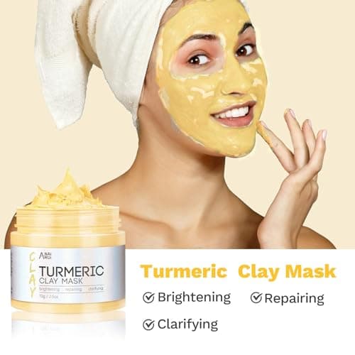 ANAI RUI 3 Pcs Face Mask Set - Turmeric Clay Mask - Green Tea Face Mask - Dead Sea Mud Mask for Oily Skin, Blackheads & Pores -Spa Gift Set Self Care for Women Teens 2.5 oz Each - Thumbnail 3
