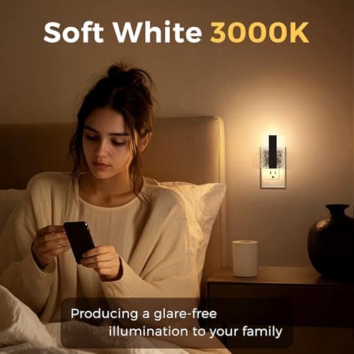 L LOHAS LED Night Light Plug into Wall, 0-100LM Dimmable Night Light with Dusk to Dawn Sensor, Decorative Plug in Night Lights for Bathroom, Hallway, Bedroom, Stairway, 1 Pack - Thumbnail 6