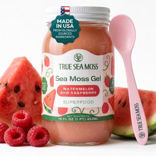 TrueSeaMoss Sea Moss Gel – Wildcrafted Seamoss with Fruits – Jams & Jellies – Watermelon/Raspberry, Pack of 1 (Labels may Vary) - Image 1
