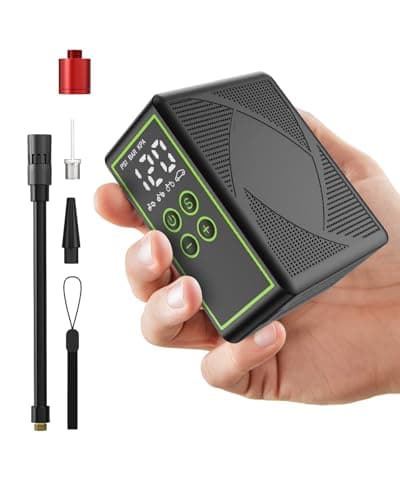 Yetour Bike Pump - Metal-Cylinder 150PSI Portable Electric Pump with Pressure Gauge, Rechargeable Mini Bicycle/Moto Tire Inflator, 0 to Full in 1 Min20s for Adult Bikes