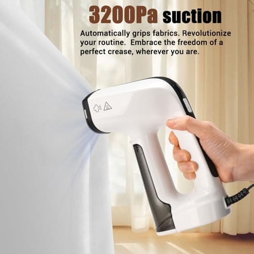 Vacuum Steamer for Clothes, 3200Pa Suction Handheld Clothes Steamer, Dual Mode, LED Display, Portable Travel Steamers for Clothes, Steaming & Ironing 2 In 1, 160ml Water Tank (for 110-120V) - White - Thumbnail 3
