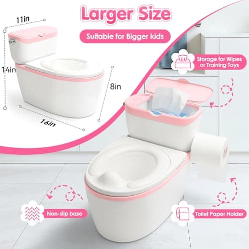 3-in-1 Toddler Potty Training Toilet - Realistic Toddler Toilet with Flushing Sound & Paper Holder | Removal Potty Training Seat | Kids Potty as Stool for Boys and Girls - Thumbnail 6