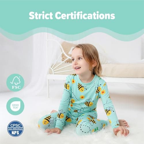 NewSeed So Soft Kids 2-Piece Viscose from Bamboo Outfit Set, Long Sleeve Top & Leggings, Cozy Base Layer for Boys & Girls (Bee, 2T) - Thumbnail 6