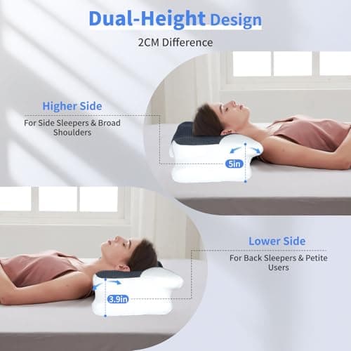 MargGona Cervical Neck Pillow for Pain Relief, Hollow Design Memory Foam Bed Pillow for Side & Back Sleepers, Ergonomic Orthopedic Bed Pillow with Adjustable Support (White with Black) - Thumbnail 5