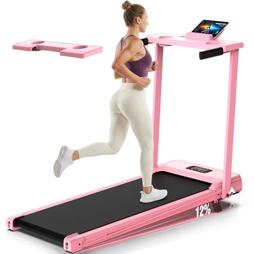 FUNMILY Incline Walking Pad Treadmill with Handle Bar, Folding Treadmills for Home Small, 3.5HP Portable Treadmill with Desk, 350 lbs Weight Capacity, Walking Pad with Remote Control and LED Display