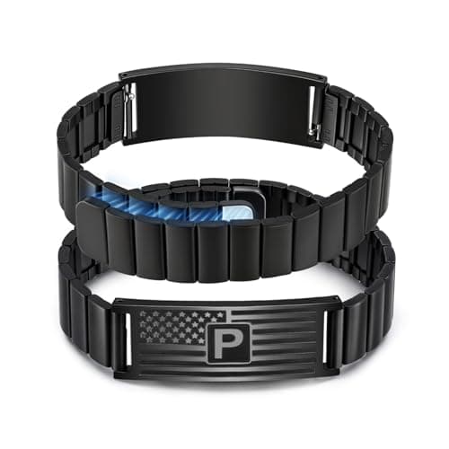 FLHEART Initials Bracelets for Men, American Flag A-Z Capital Letters Stainless Steel Adjustable Bracelet Jewelry Gifts for Men Son Grandson Brother Dad Husband - Image 1