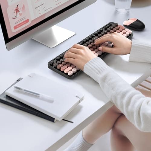 MOFII Wireless Keyboard and Mouse Combo, Retro Full Size Typewriter Keyboard with Number Pad and Sport Car Mouse for PC Computer Desktop Laptop Windows (Black Colorful) - Thumbnail 5