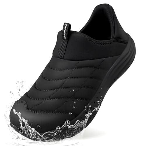 THYXLOR Men's Non Slip Work Shoes Wide Width, Lightweight Waterproof Kitchen Shoes, Easy Slip-On Walking Sneakers for Chefs Restaurant Food Service Black - Image 1