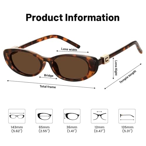 YMRFW Retro Oval Cat Eye Sunglasses for Women Trendy Narrow Small Oval Sun Glasses 90s Vintage Shades - Thumbnail 4