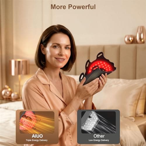 AIUO Red Light Therapy for Face, LED Face Mask Light Therapy, Rechargeable Red Light Therapy Mask for Face with Comfortable Light-Blocking Eye Protection & Timing Function At Home, Black - Thumbnail 5