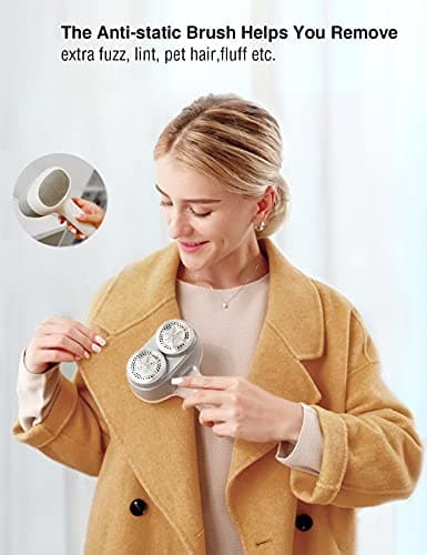VASSON Fabric Shaver, Electric Lint Remover, Rechargeable Lint Shaver, Sweater Shavers to Remove Pilling, Large Fuzz Remover for Clothes Couch Furniture (Greyish White) - Thumbnail 6
