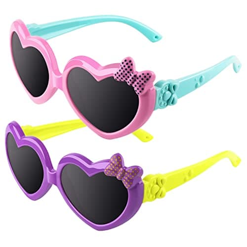 CGID Kids Sunglasses Toddler Heart Shades Polarized Sunglasses for Children Age 3-10,K78,Pink Blue and Purple Yellow - Image 1